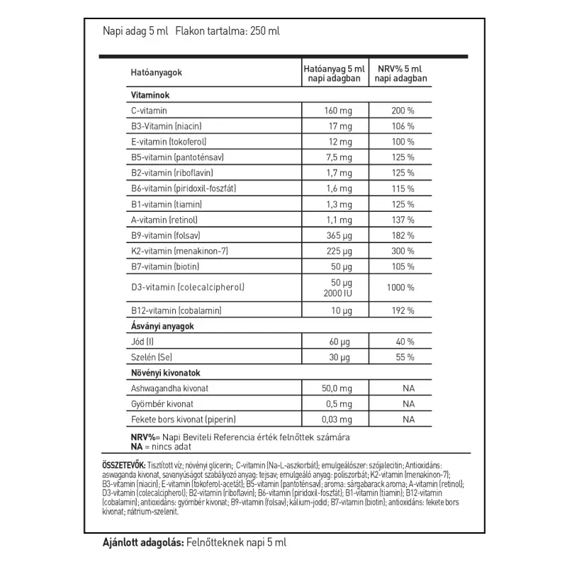 LipoCell Multivita liposzómás multivitamin sárgabarack ízesítéssel (250 ml) - Image 4