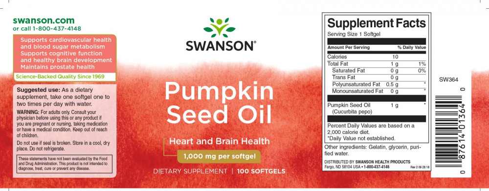 Swanson Pumpkin Seeds Oil (Tökmagolaj) 1000mg 100 kapszula - Image 2