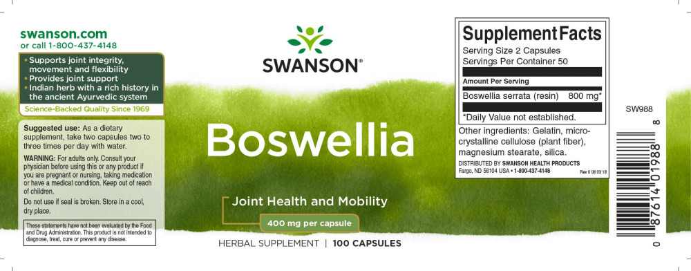 Swanson Boswellia 400mg 100 kapszula - Image 2