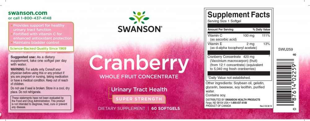 Swanson Cranberry (Tőzegáfonya/Vörös áfonya 12:1 konc) 420mg 60 kapszula - Image 2