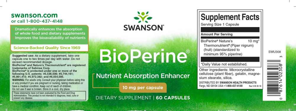 Swanson BioPerine 10mg 60 kapszula - Image 2