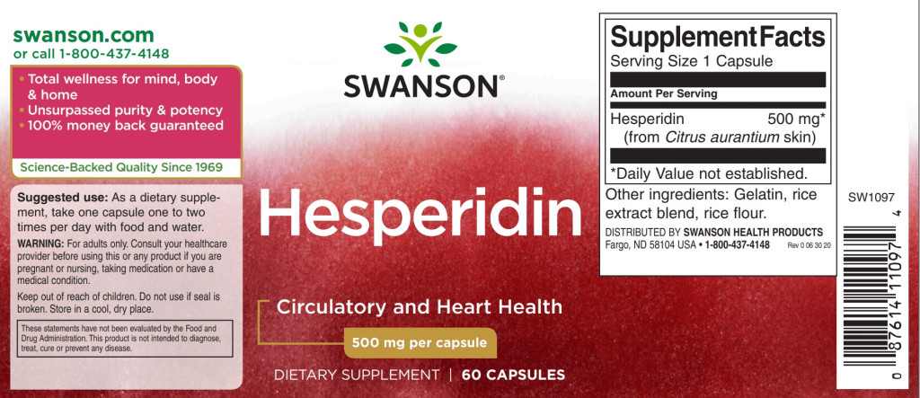 Swanson Hesperidin 500mg 60 kapszula - Image 2