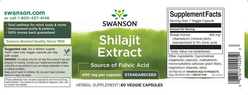 Swanson Shilajit Extract (kivonat) 400mg 60 növényi kapszula - Image 2
