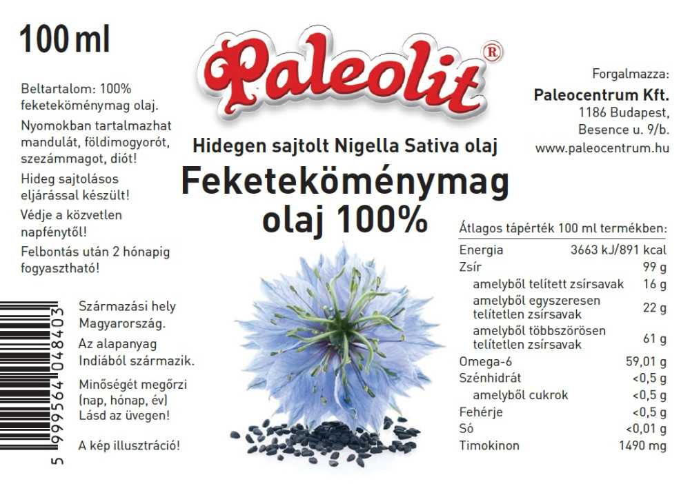 Paleolit Feketeköménymag olaj 100% 100ml hidegen sajtolt Nigella Sativa olaj - Image 2