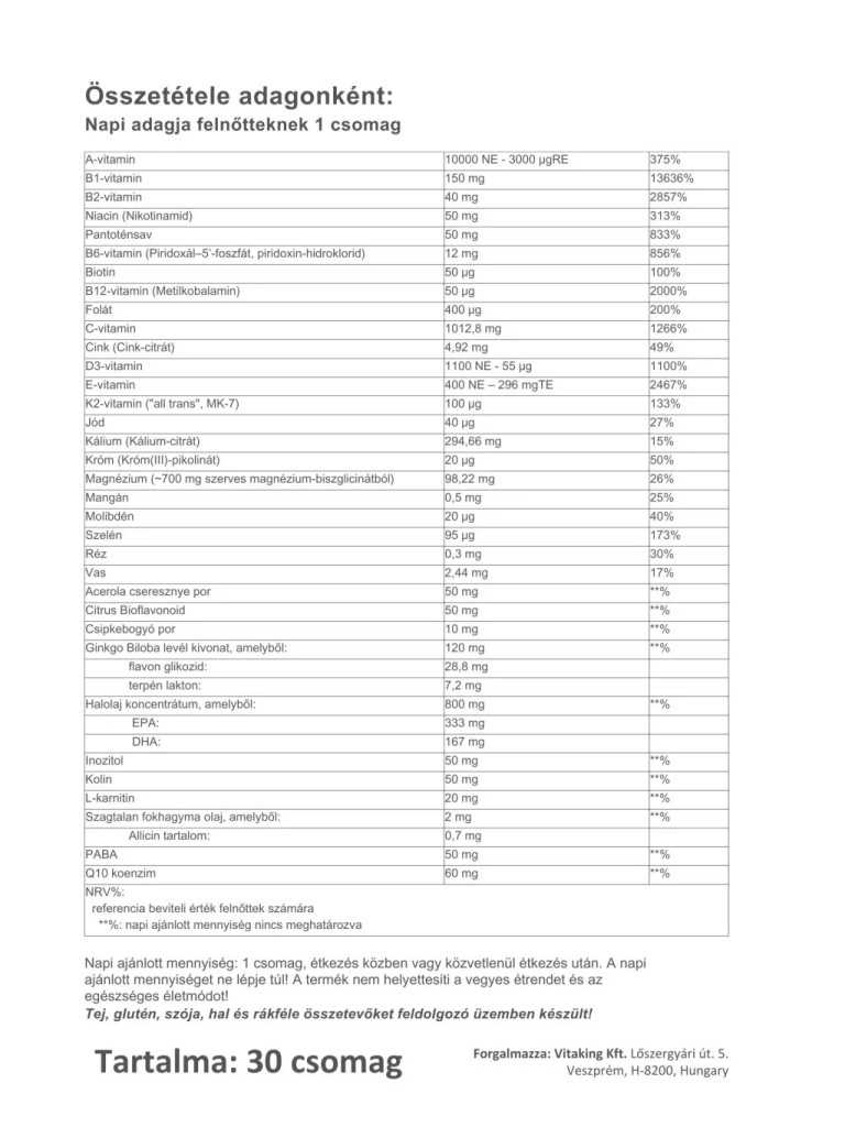 Vitaking 365 Szenior Multivitamin csomag 30 napi adag - Image 3