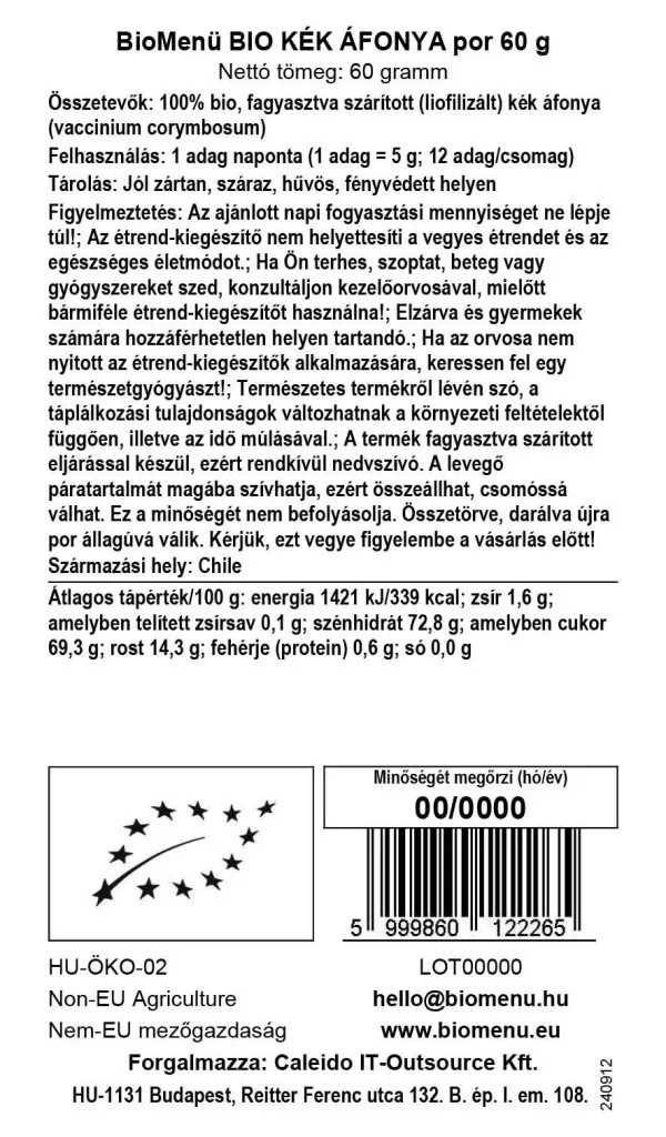 BIO Kék áfonya por 60g BioMenü - Image 4