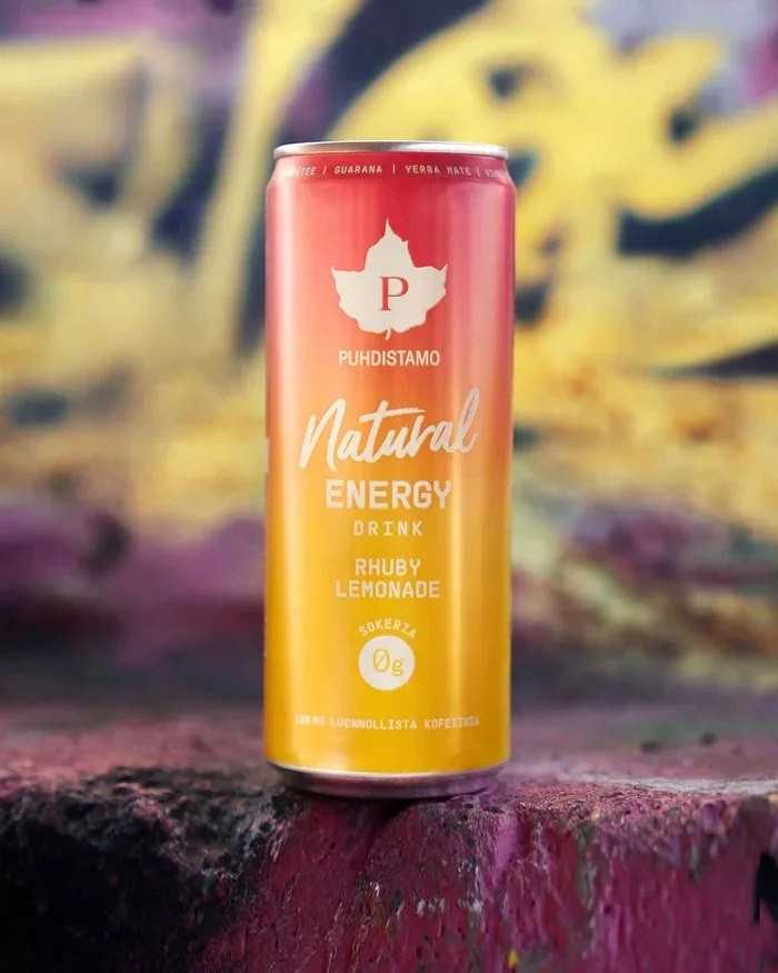 Puhdistamo Natural energy 330ml rhuby limonádé természetes energiaital DRS - Image 2