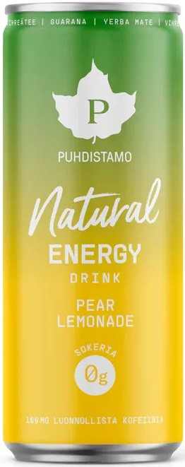 Puhdistamo Natural energy 330ml körte- limonádé ízű természetes energiaital DRS