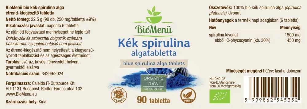 BIO Kék spirulina alga 90db tabletta BioMenü - Image 3