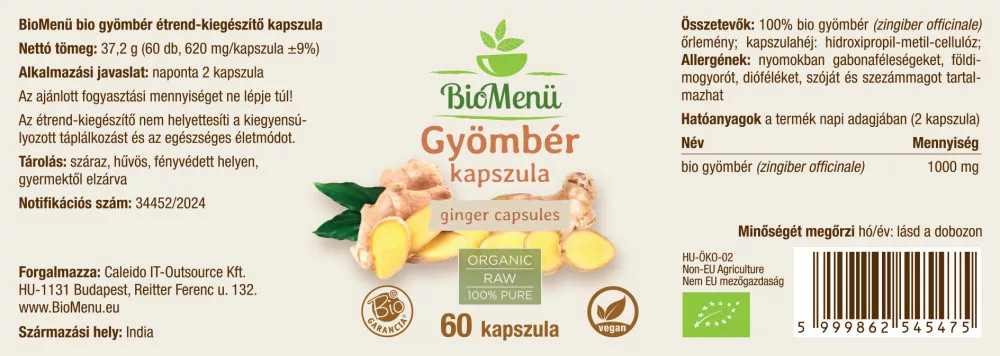 BIO Gyömbér kapszula 60db BioMenü - Image 2