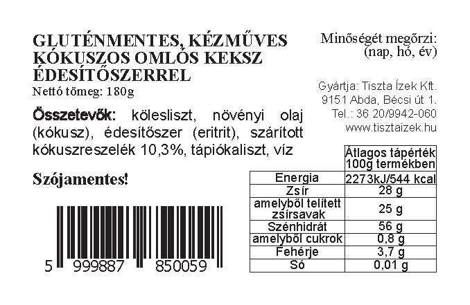 Kókuszos omlós keksz 180g Tiszta Ízek gluténmentes, kézműves - Image 3