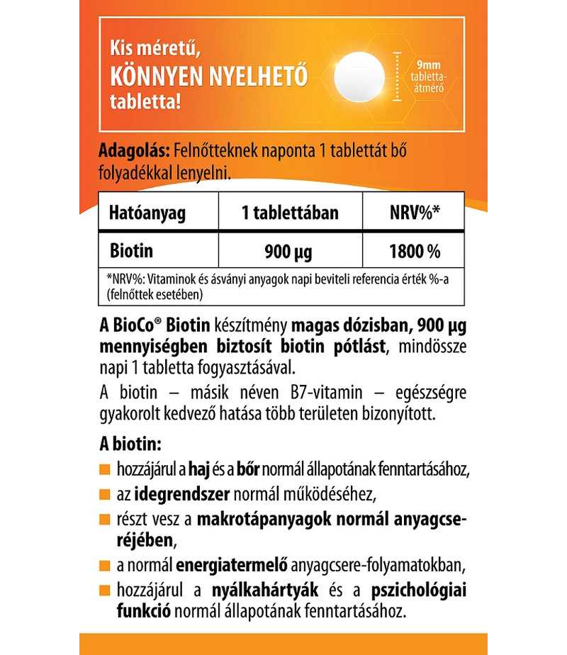 BioCo Biotin 900µg MEGAPACK 90db tabletta - Image 3