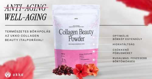 UKKO Collagen Beauty Powder 300g málnás, gyógynövényes multi-kollagénes italpor