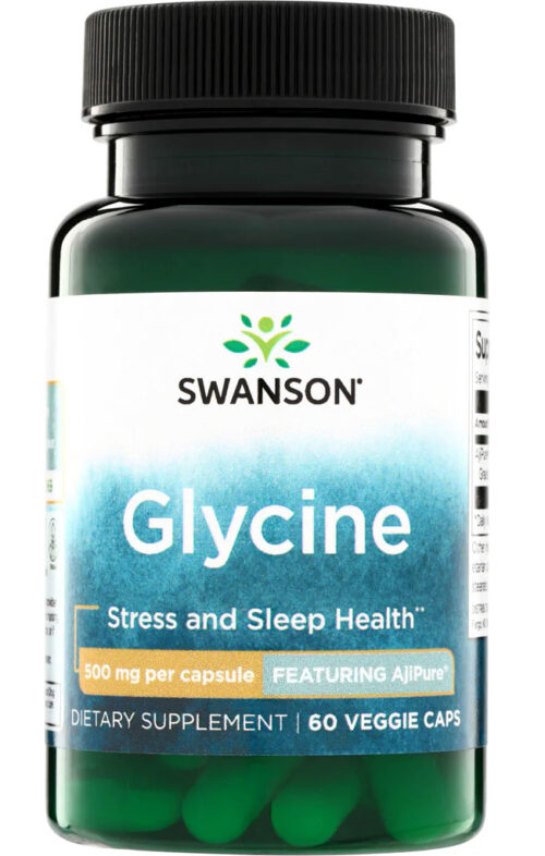 Swanson Glicin 500mg 60 kapszula AjiPure gyógyszer minőségű glicin
