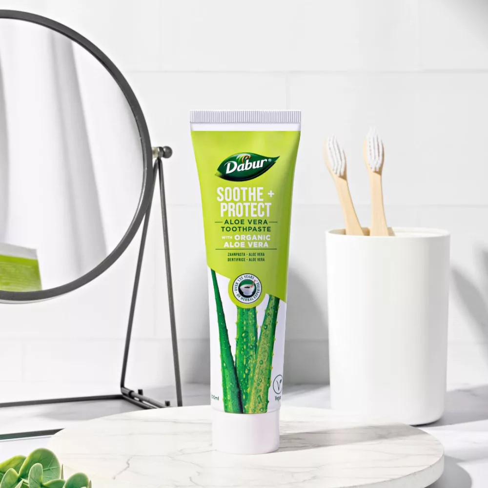 Dabur Soothe + Protect Aloe Vera fogkrém 100ml fluormentes, organikus - Image 2