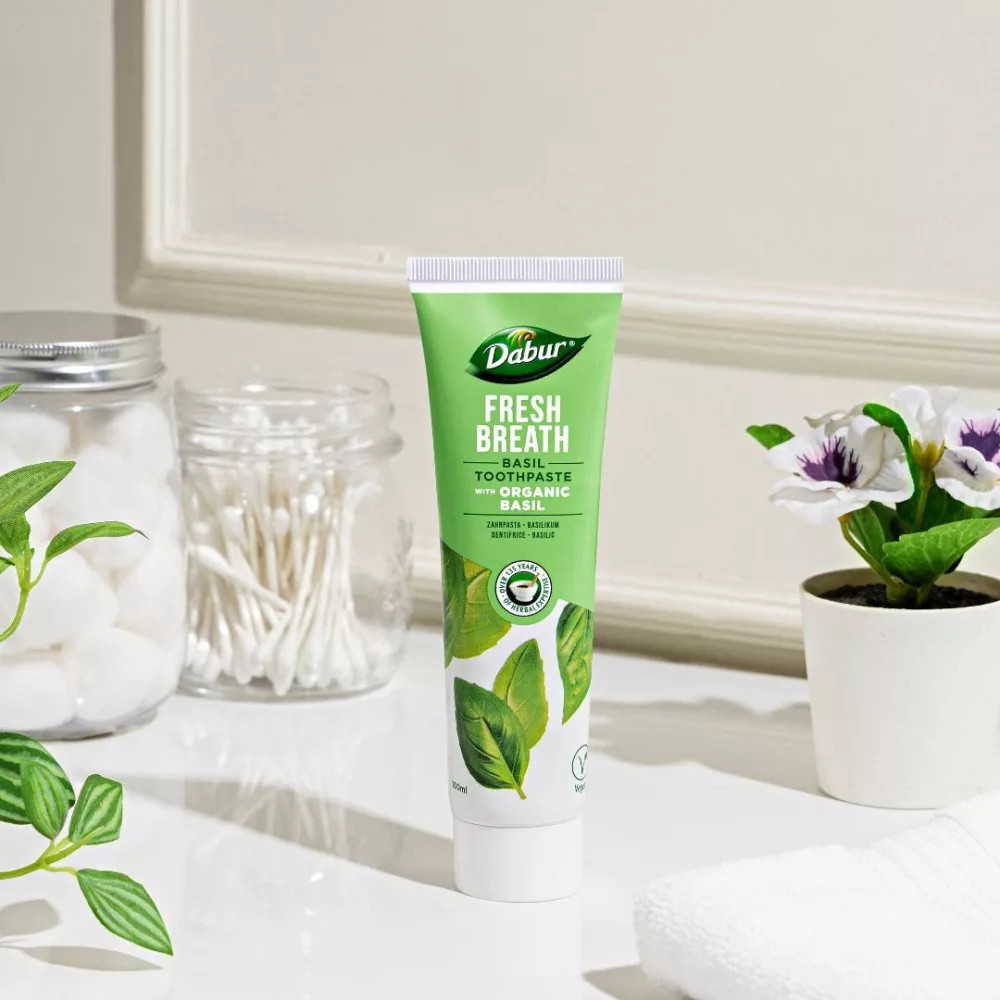 Dabur Fresh Breath Basil fogkrém 100ml fluormentes, organikus - Image 2