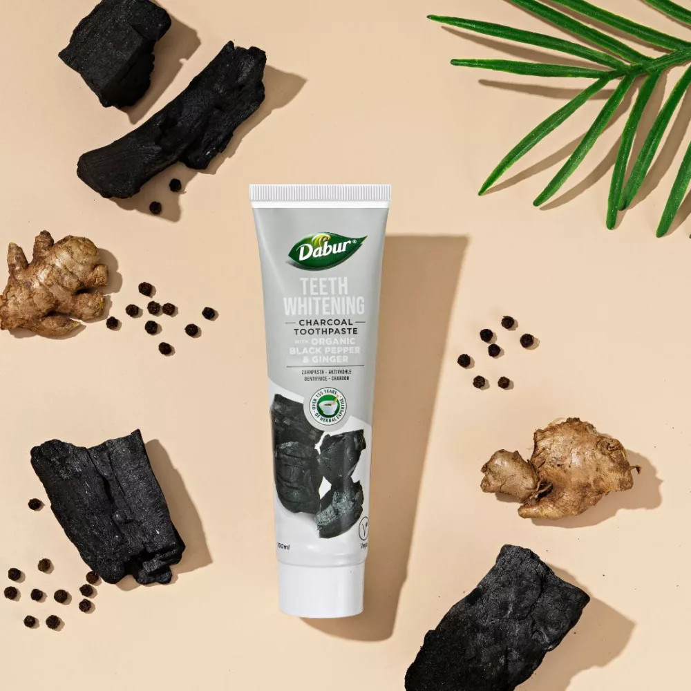 Dabur Teeth Whitening Charcoal fogkrém 100ml fluormentes, organikus - Image 3