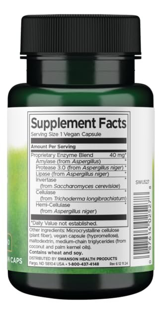 Swanson Anti-Gas Enzyme 90 kapszula emésztést segítő, "gázok elleni" enzim - Image 2