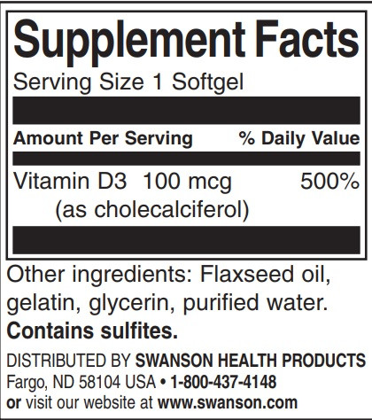 Swanson D3 vitamin 4000NE 90db lágyzselatin kapszula - Image 2