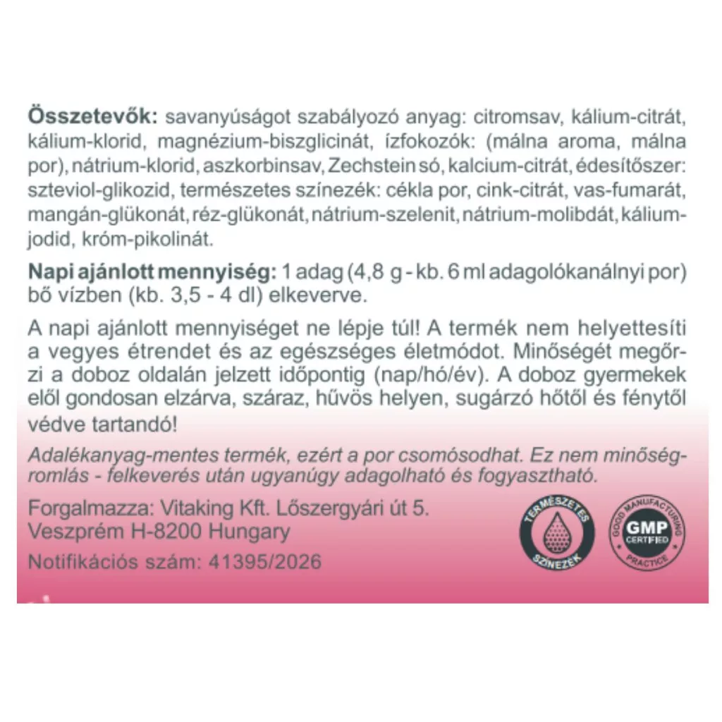 Vitaking Elektrolit Italpor Málna ízű – 30 adag - Image 4