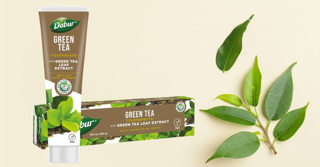 Dabur Green Tea fogkrém 100ml zöldtea levél kivonattal, fluormentes, organikus - Image 2
