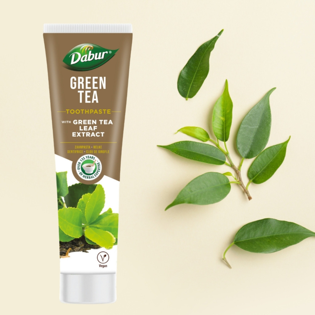 Dabur Green Tea fogkrém 100ml zöldtea levél kivonattal, fluormentes, organikus - Image 3